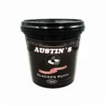 Austin's Glazier's Putty in a black 1-quart tub with red and white label