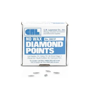 CRL No Wax Diamond Points box, blue and white, NW1P, with loose points in front