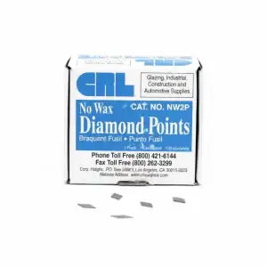 CRL No Wax No. 2 Diamond Points box, NW2P, with loose glazing points in front