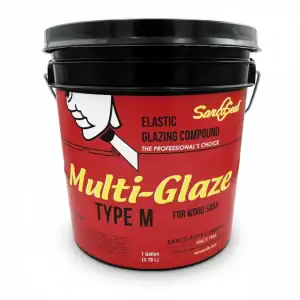Sarco Multi-Glaze Type M glazing compound, red and black pail, 1 gallon for wood sash