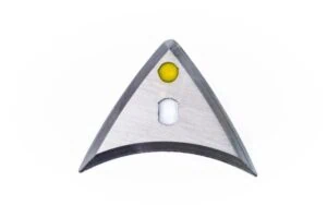 Triangular Boomerang replacement blade with two convex sides and one concave edge