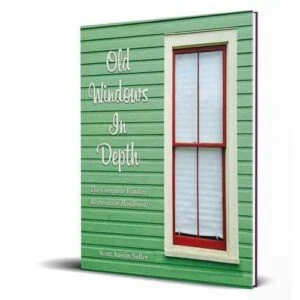 Old Windows In-Depth e-book, green clapboard cover with a red-framed window and tree shadow
