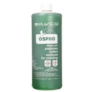 Skyco Ospho surface prep, green quart bottle, stops rust and preps surfaces, 32 fl oz