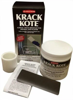 Abatron Krack Kote acrylic crack repair kit box with tub, putty knife and instructions