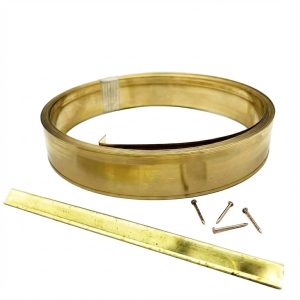 Spring Bronze Door Kit, a coil of brass weatherstrip with a nailing strip and three nails