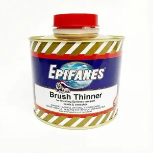 Epifanes Brush Thinner tin with red cap, blue and gold striped label