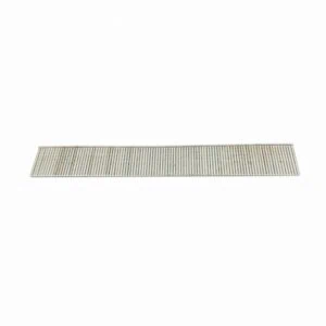 A single strip of 18-gauge stainless steel brad nails on a white background