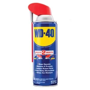 WD-40 spray can, blue and yellow with red Smart Straw cap, 12 oz