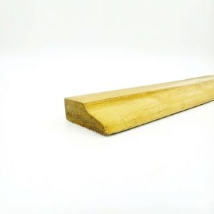 Wood window stop molding with an ogee profile, a length of natural unfinished lumber