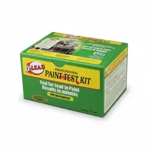 D-Lead Professional Paint Test Kit box, green and yellow, EPA-recognized, contains 7 tests